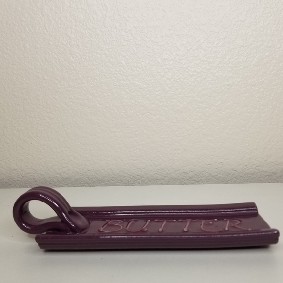 Art Pottery Butter Dish Mauve Loop Handle 1/4lbs Butter Stick Tray 7.5" L - Picture 2 of 10